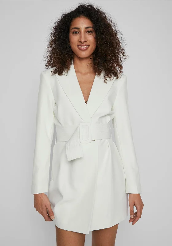 Button-front skirt – Skirt with a row of buttons down the front for a vintage-inspired look.Vila Gery Belted Blazer Mini Dress, Cloud Dancer