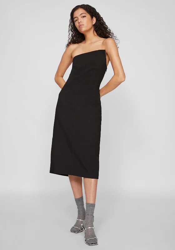 Sheath dress – Form-fitting dress that hugs the body and typically hits just above or at the knee.Vila Rae Strapless Midi Dress, Meteorite