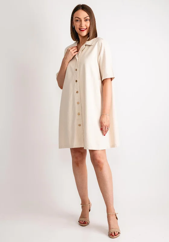 A-line dress – Dress that is fitted at the top and gradually flares out, creating an A-shape silhouette.Vero Moda Ellary Denim Shirt Dress, Ecru