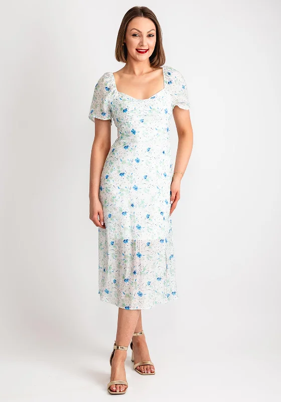 Halterneck dress – Dress with straps that tie around the neck, leaving the shoulders and back exposed.Vero Moda Kiri Floral Midi Dress, Snow White & Kaja