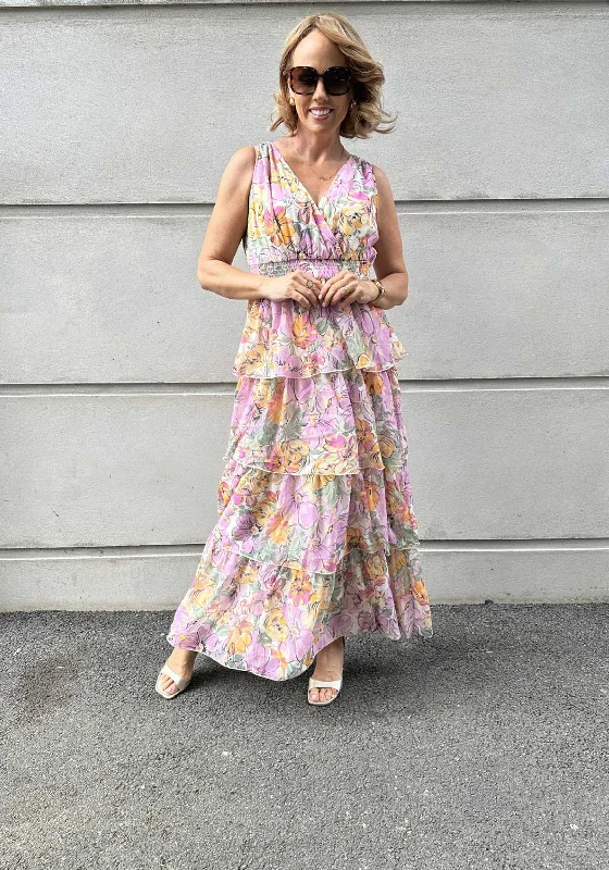 Tulle dress – Dress made with soft, voluminous tulle fabric, often worn for formal occasions or as part of a bridal outfit.Y.A.S Addison Floral Tiered Maxi Dress, Gardenia