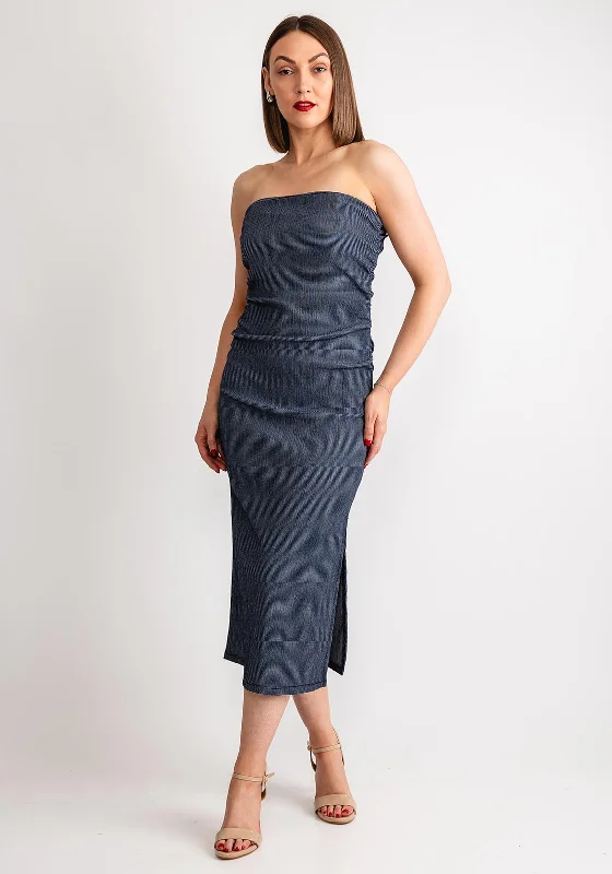 Off-the-shoulder dress – Dress with sleeves or straps that sit below the shoulders, exposing the upper arms.Y.A.S Sally Tube Ankle Dress, Navy Blazer