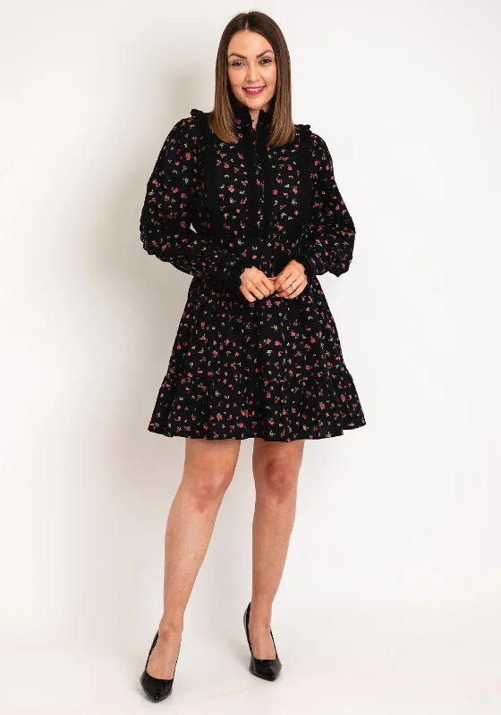 Pleated skirt – Skirt with folds or pleats, adding volume and texture to the fabric.Y.A.S Siv Floral Print Mini Dress, Black