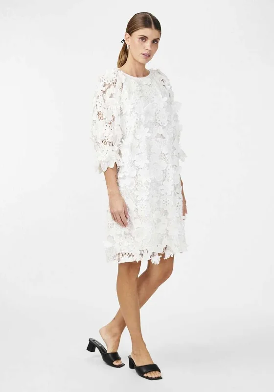 Cocktail dress – Dress typically worn for semi-formal events, often knee-length or slightly above.Y.A.S Trea Crochet Flower Shift Dress, Star White