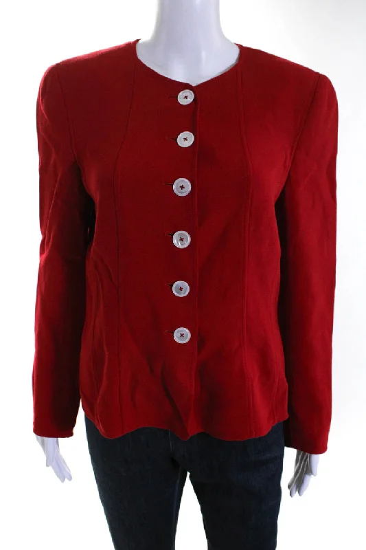 Slim fit – Tailored fit, form-fittingAkris Womens Vintage Crew Neck Button Up Jacket Red Wool