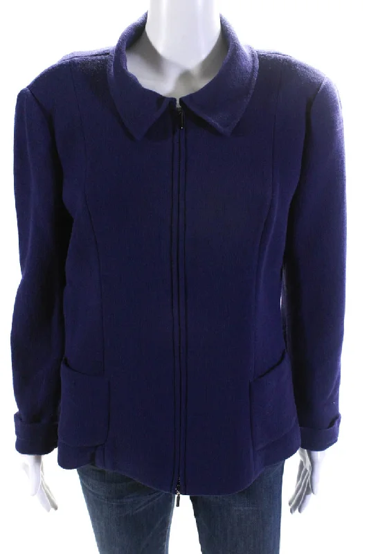 Windproof – Wind-resistantArmani Collezioni Womens Unlined Crepe Full Zip Jacket Purple Wool