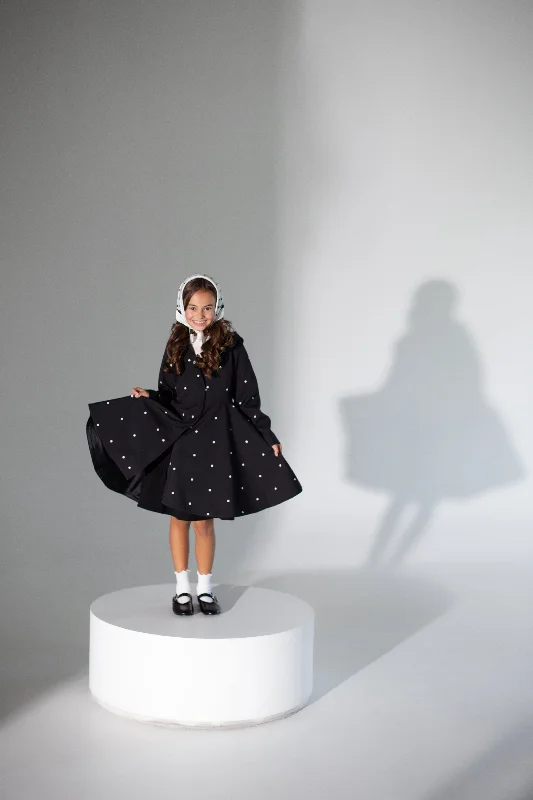 Warm – Insulated, cozyBlack Coat for Girls with Polka Dots | 'Timeless Polka Dots'