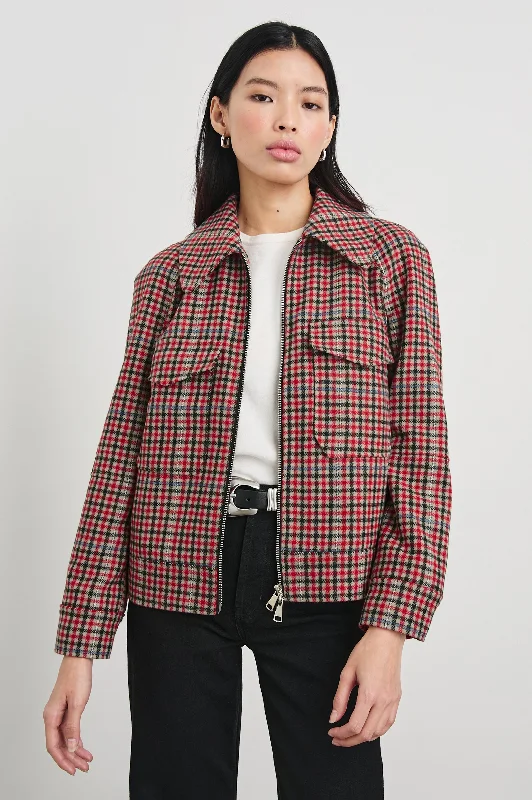 Plaid – Checked or tartan patternCHEYENNE JACKET - CRIMSON MINI CHECK