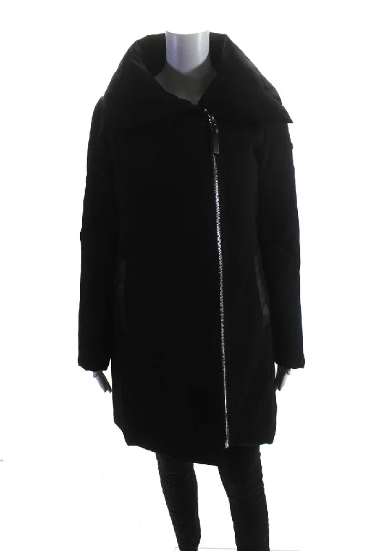 Waterproof – Resistant to waterDerek Lam 10 Crosby Womens Black Cowl Neck Full Zip Long Sleeve Coat