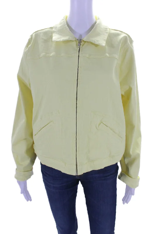 Waterproof – Resistant to waterElliott Lauren Womens Denim Full Zipper Jacket Lemon Yellow Cotton