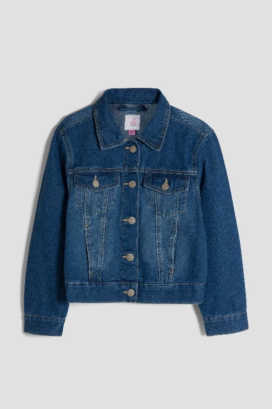 Zipper closure – With zippers, zip-upGirls Essential Oversized Denim Jacket