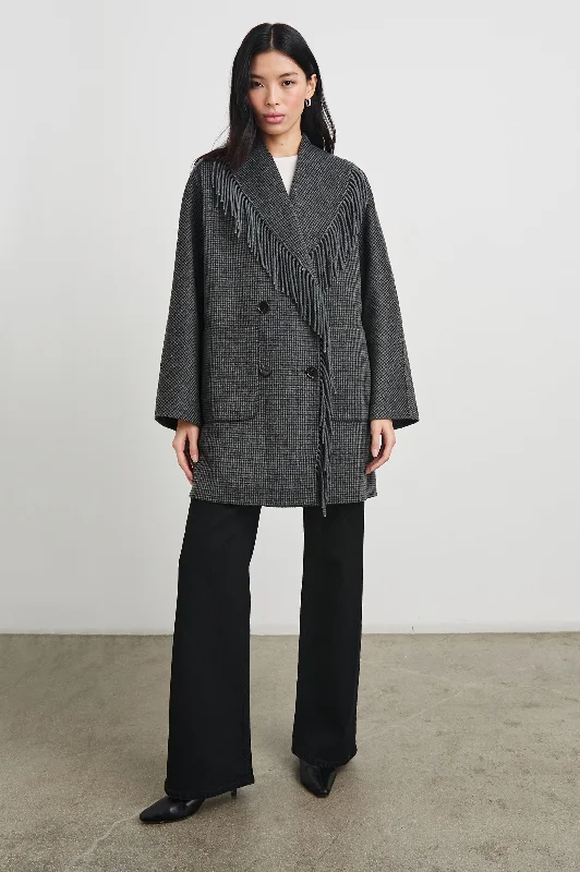 Peacoat – Classic wool double-breasted coatHUGO COAT - CHARCOAL CHECK