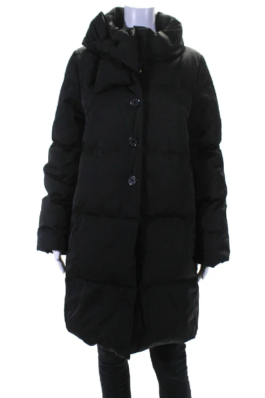 Oversized – Loose, relaxed fitKate Spade New York Womens Mock Bow Neck Puffer Coat Black