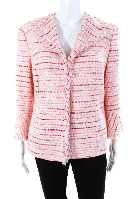 Hooded – With a hoodLafayette 148 New York Womens Sunmu Tweed Hook & Eye Jacket Pink