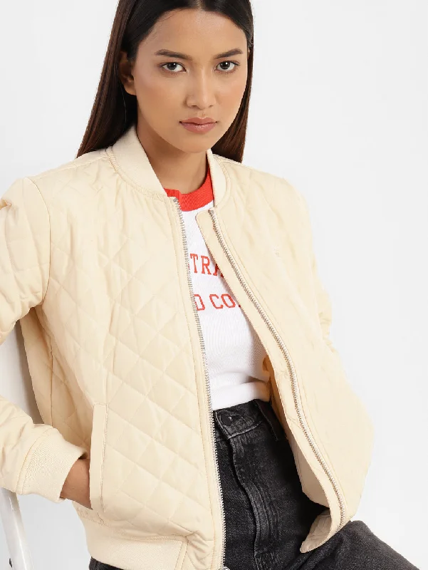 Biker-style – Leather or faux-leather, rugged designWomen's Quilted Collar Neck Jackets