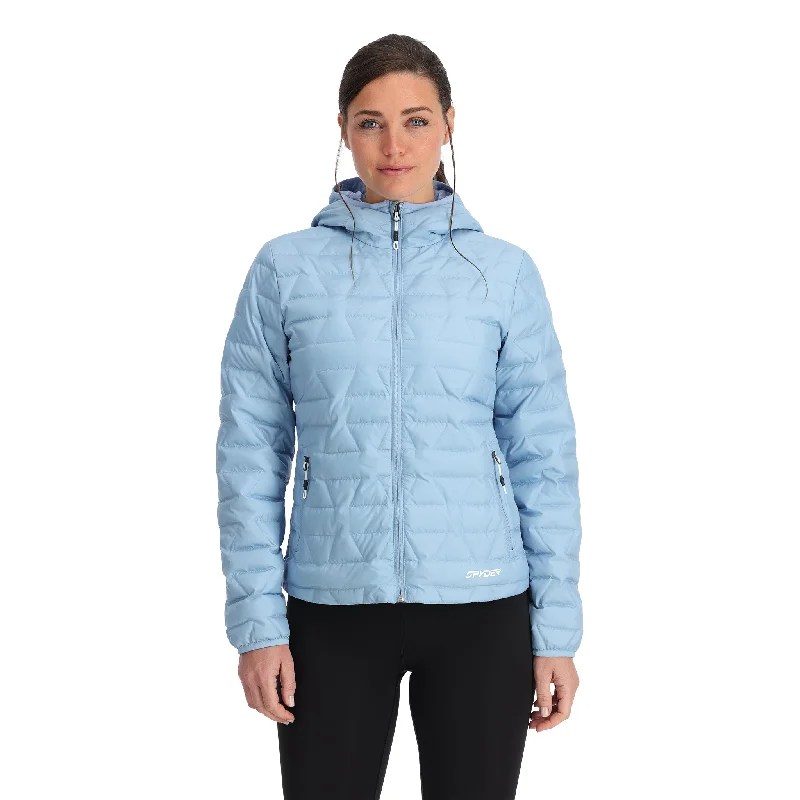 Down-filled – Filled with down feathers for insulationWomens Zenith Hooded - Blue Drift