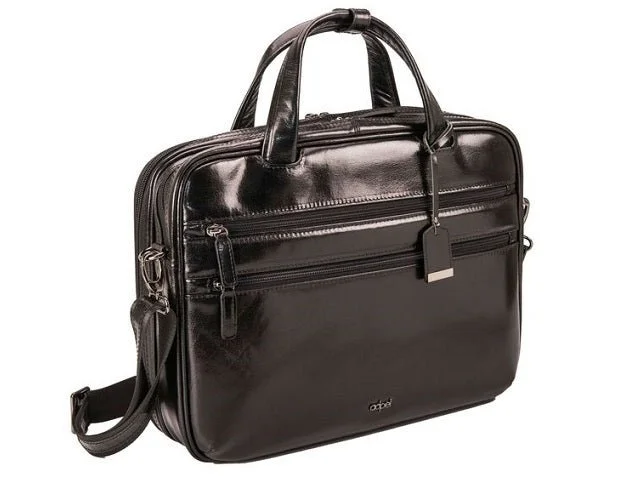 Adpel Roma Vitello Leather Laptop Bag | Black