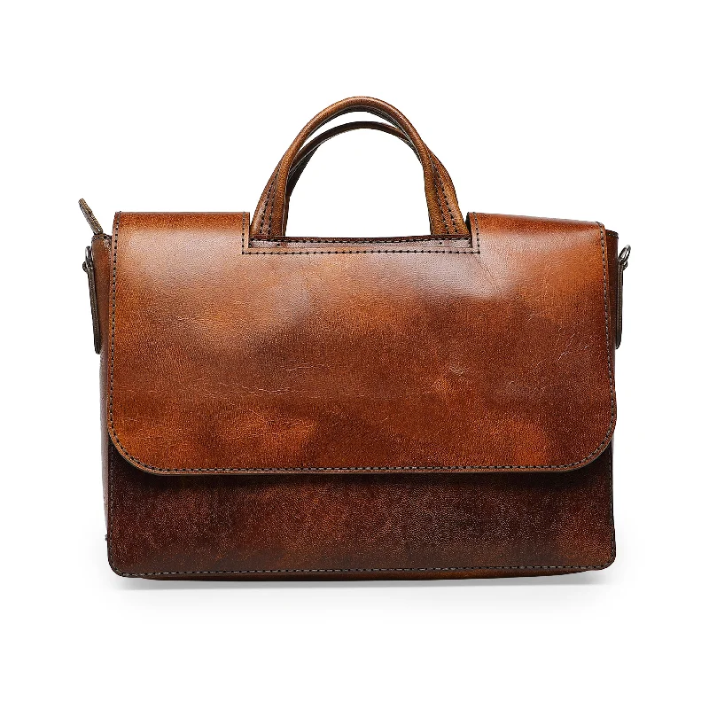 Alfredo Men's Genuine Leather Laptop Bag - Brown