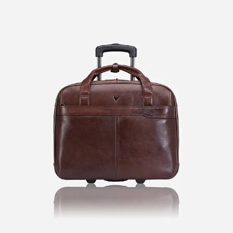 Brando Winchester 17" Leather Laptop Trolley Bag | Brown