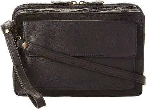 Derek Alexander Leather Organizer E/W Top Zip with Rear Zip Organizer