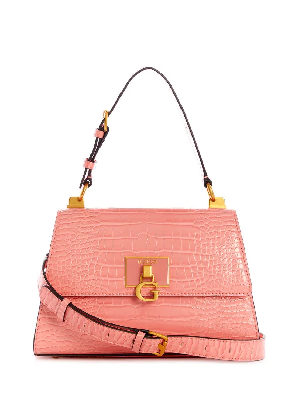 Pink Croc Stephi Top Handle Satchel