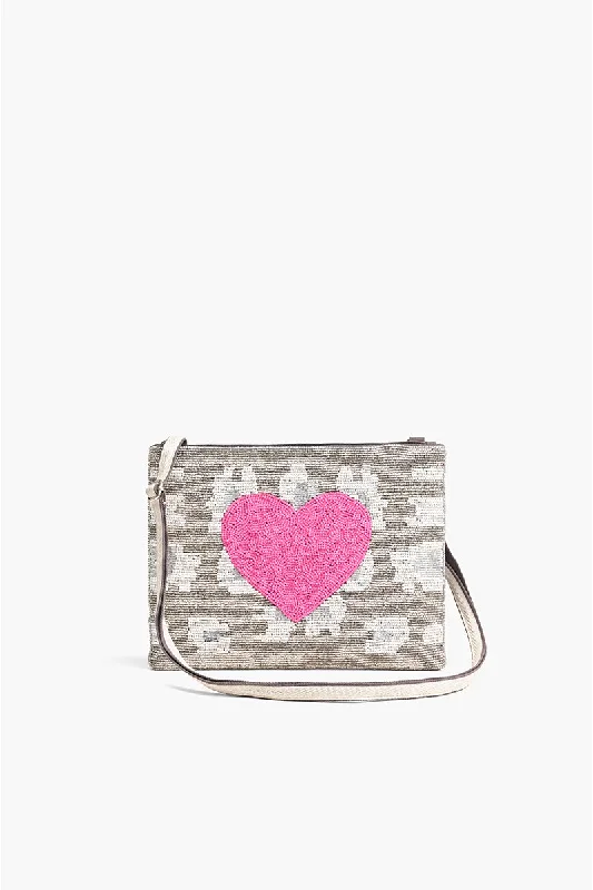 Pink Heart Top Zip Clutch