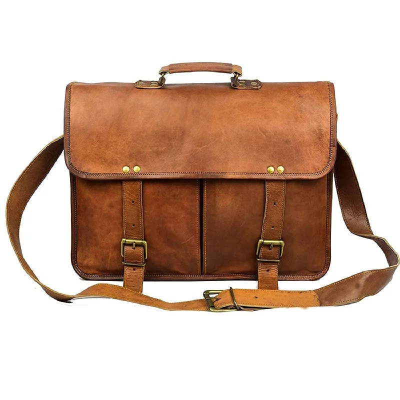 Twin Pocket Laptop Leather Bag