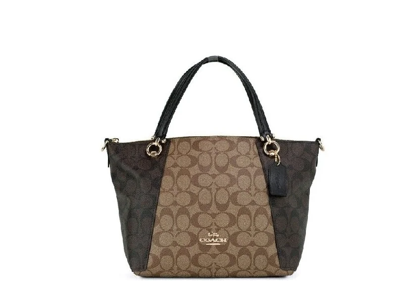 COACH Kacey   Blocked Signature Canvas Top Zip Satchel Women's Handbag