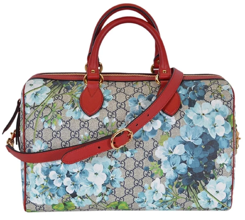 Gucci blue GG Blooms Coated CanvasBoston Top Handle Bag