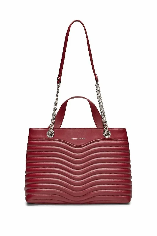 M.a.b. Quilted Top Handle Satchel In Pinot Noir