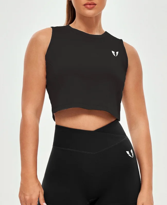 Cropped vest – Shortened length, typically above the waistAthletic Crop Top - Black