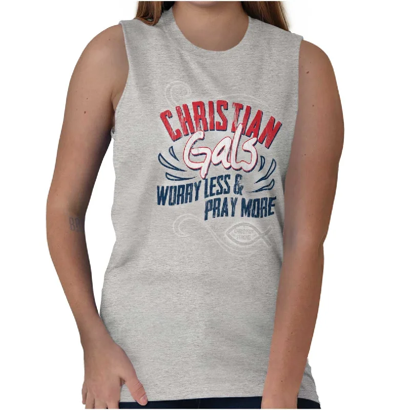 Quilted vest – Vest with a stitched pattern for texture and warmthChristian Gals Sleeveless T-Shirt