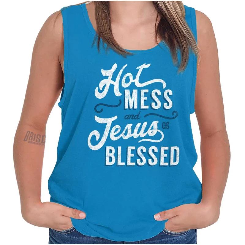 Hooded vest – Vest with an attached hood for extra warmth and styleHot Mess Blessed Tank Top