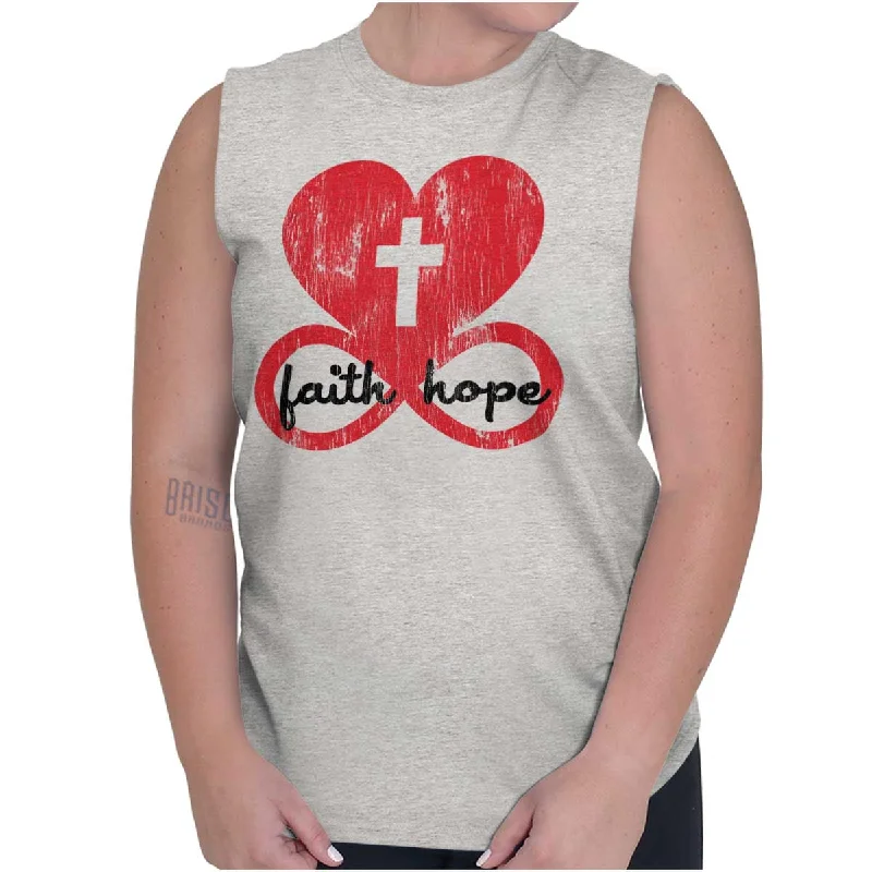 Faux fur vest – Vest made with faux fur for a luxurious, warm lookLove Faith Hope Sleeveless T-Shirt