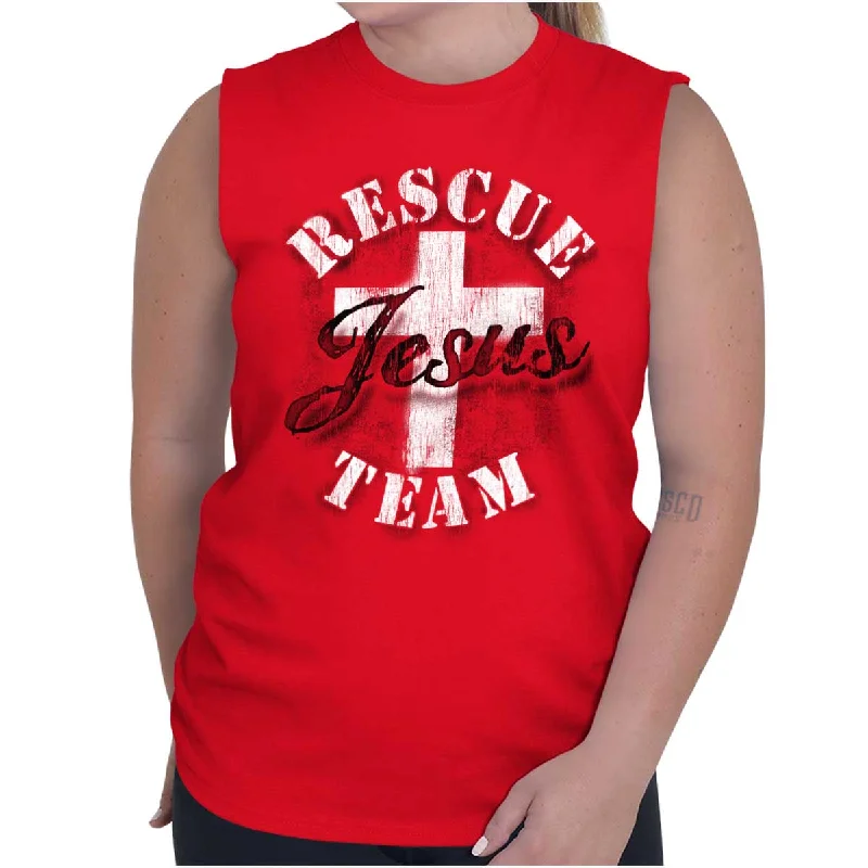 Zip-up vest – Vest that zips up the front, often with a high collarRescue Team Sleeveless T-Shirt