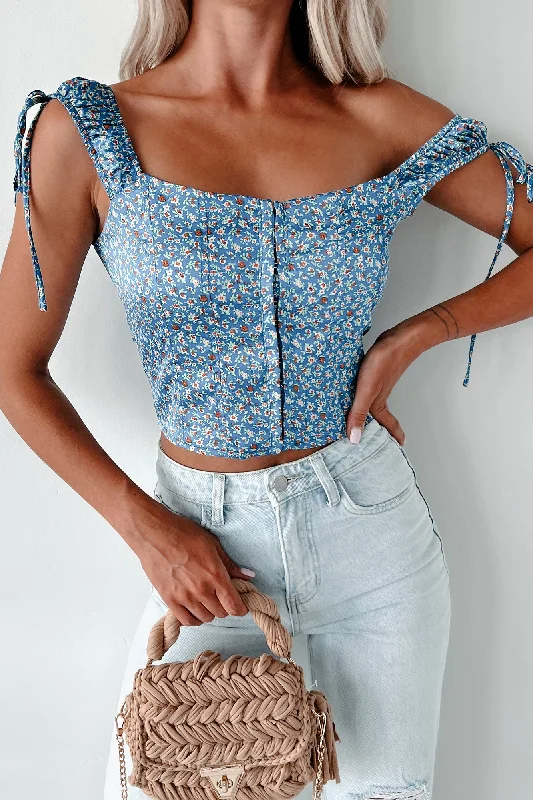 Denim vest – Classic vest made from denim fabricSelectively Social Hook Front Floral Top (French Blue)