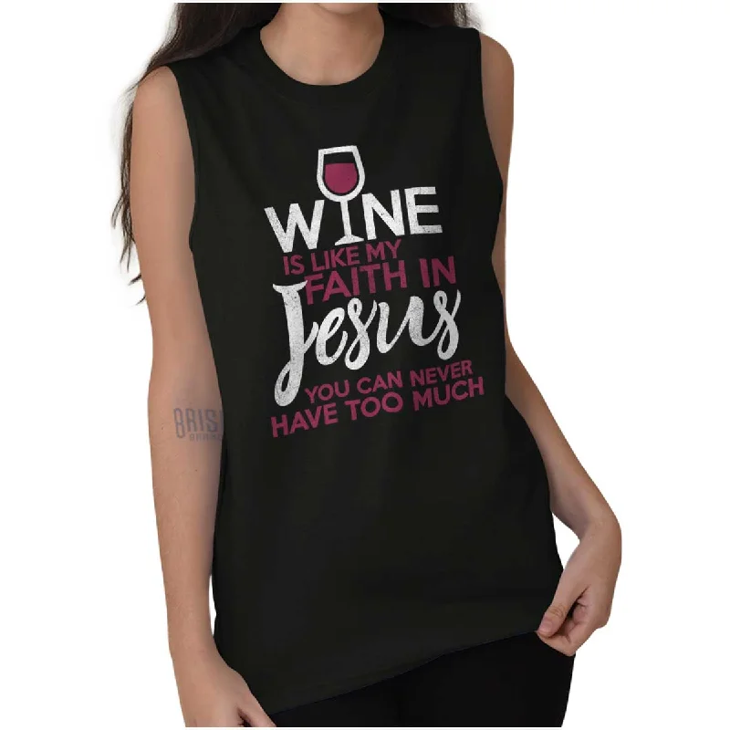 Athletic vest – Sporty, performance-focused vest, often made of breathable or moisture-wicking fabricWine Faith Jesus Sleeveless T Shirt