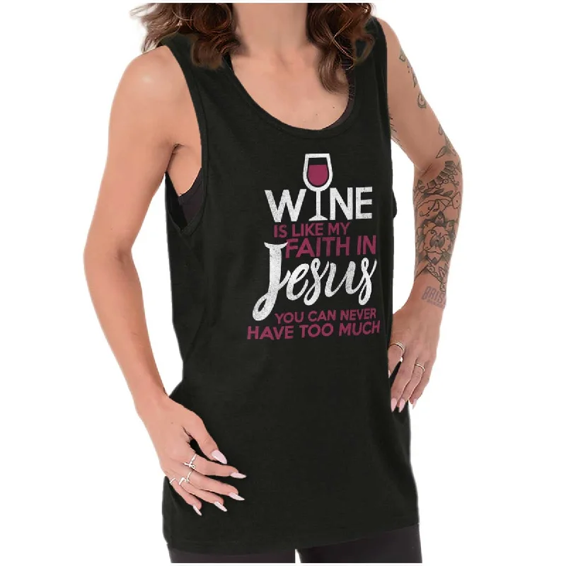 Mesh vest – Light, breathable vest made from mesh fabric, perfect for layering or workoutsWine Faith Jesus Tank Top