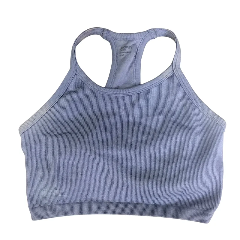 Racerback sports bra – Sports bra with a back design that features straps that meet in a "V" or "Y" shape, offering better shoulder mobility.Athletic Bra By Jockey In Blue, Size: S