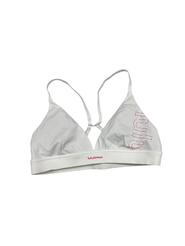 Back-closure sports bra – Sports bra with a hook-and-eye closure at the back for adjustable fit and ease of wear.Athletic Bra By Lululemon In Red & White, Size: 8