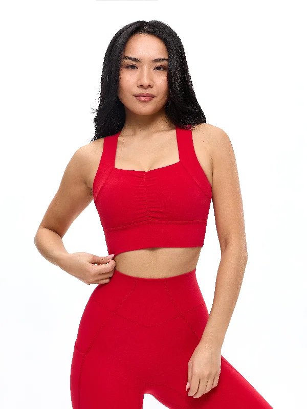 Yoga sports bra – Lightweight and comfortable sports bra designed specifically for yoga, offering gentle support.Bloom Sports Bra - Lipstick Red