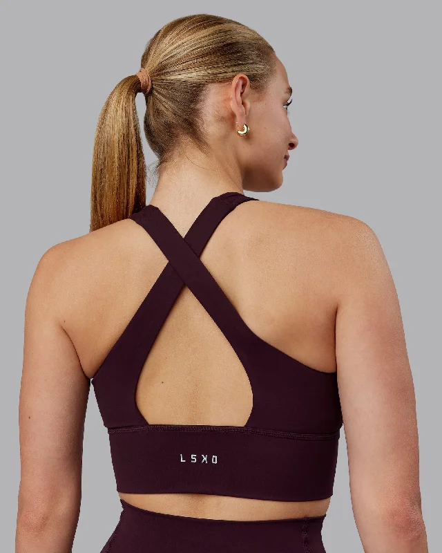 Breathable sports bra – Sports bra made from lightweight, moisture-wicking fabrics to keep the body cool and dry.Evoke Sports Bra - Mulberry