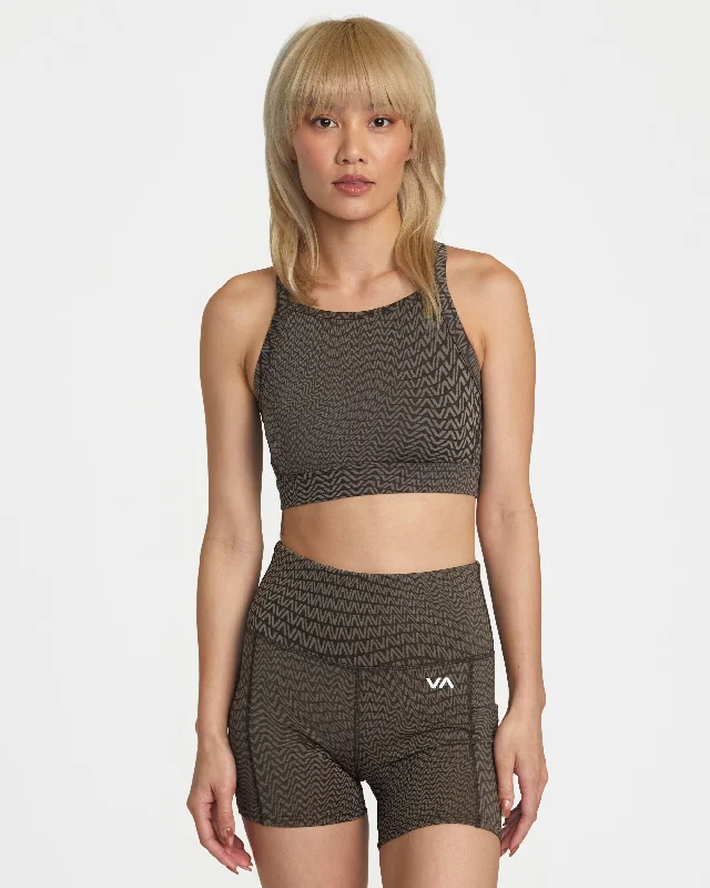 Adjustable straps sports bra – Sports bra with straps that can be adjusted for a personalized fit and comfort.Jacquard High Impact Bra - Va Warp Chocolate