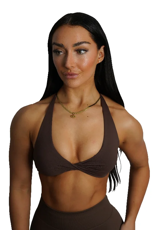 Padded sports bra – Sports bra with soft, removable padding for extra comfort and shape.KALI CROP - ESPRESSO