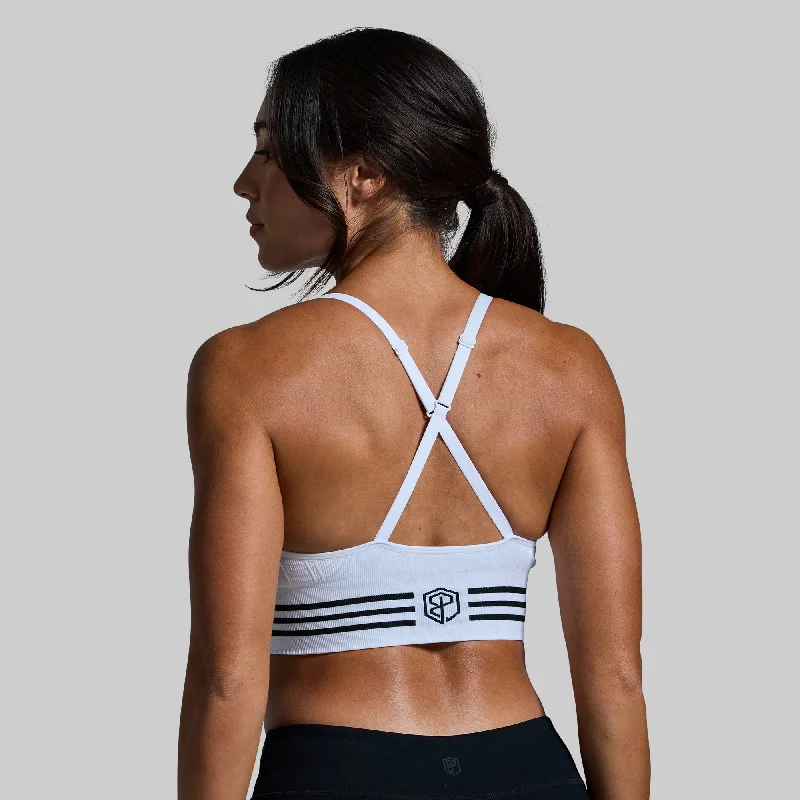 Padded sports bra – Sports bra with soft, removable padding for extra comfort and shape.Level Up Sports Bra (White)