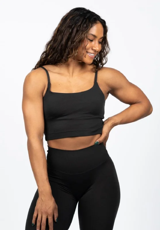 Compression tank sports bra – Combination of a tank top and sports bra, providing full coverage and support for the upper body.Reluna Cropped Brami Black