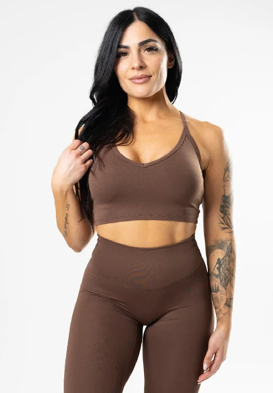 Front-closure sports bra – Sports bra that fastens at the front, often with hooks, zippers, or snaps, for easier wear.RecStretch Legend Brami Coconut