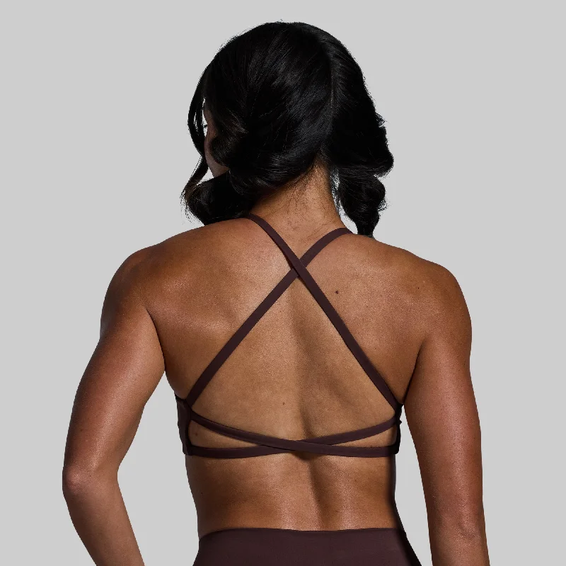 Vegan sports bra – Sports bra made from eco-friendly, cruelty-free materials, suitable for ethical consumers.Serenity Sports Bra (French Roast)