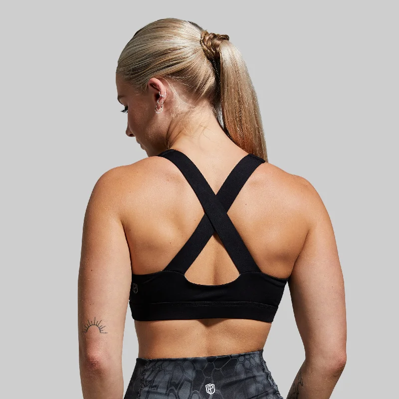 Supportive sports bra – Sports bra specifically designed to provide strong support, often for larger busts or high-impact activities.Your Essential Sports Bra (Black)