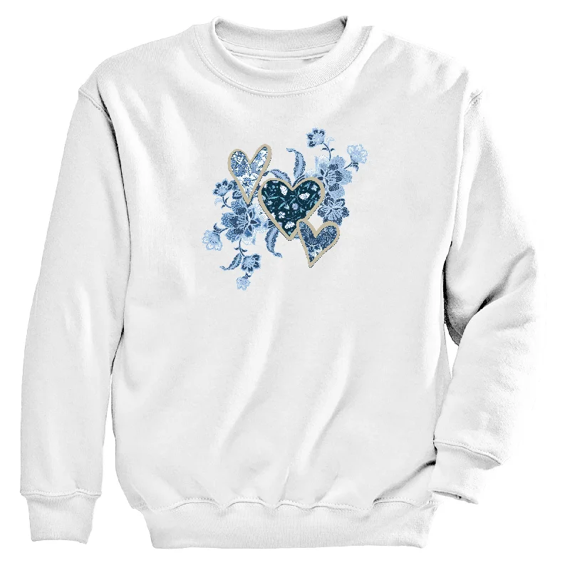 Fleece-lined – Soft, warm interior lining made from fleece materialDenim Hearts Women's Crew Neck Sweatshirt